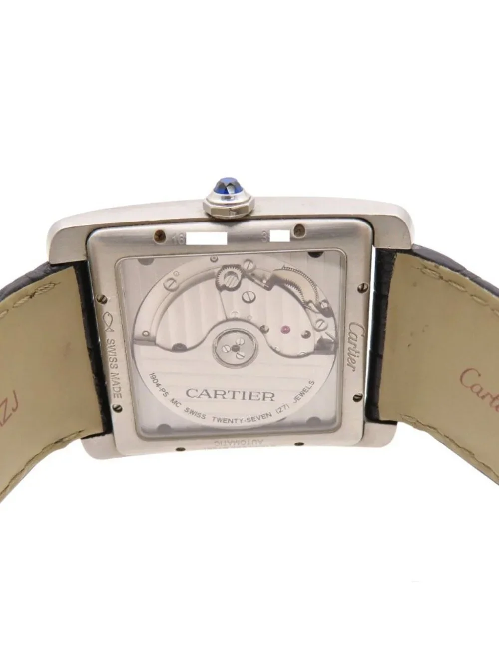 Cartier Tank MC Automatic Watch SS Matte Croco Black Dial